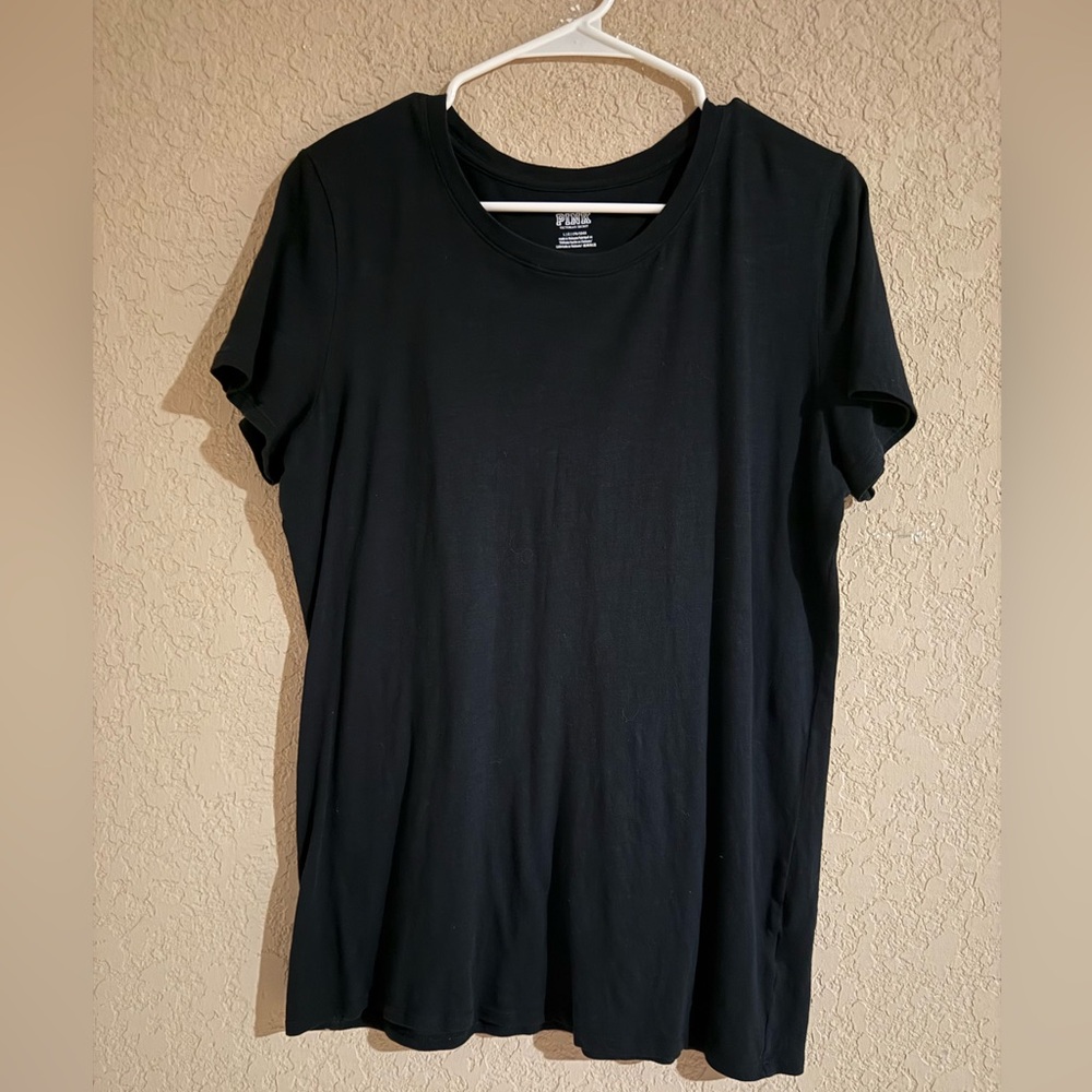 Victoria's Secret PINK Classic Black T-Shirt 100% Cotton